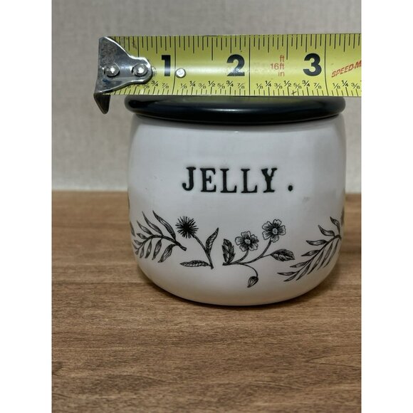 Rae Dunn Artisan Collection Jelly Pot Jar Ivory w Black - Picture 3 of 9